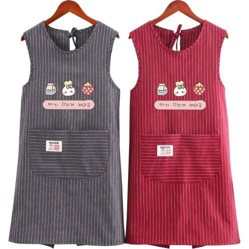 Pure cotton apron new womens summer household kitchen anti-fouling wear-resistant overalls breathable adult vest smock