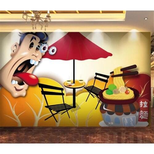 Milofi manufacturers custom wallpaper mural 3D ramen restaurant 3D character hotel tooling background wall