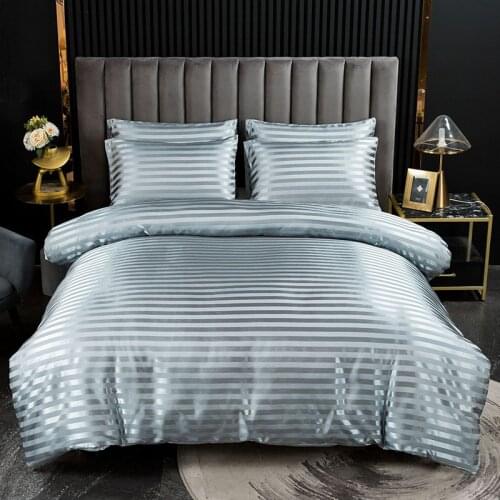 Jacquard satin strip Bedding Set Luxury Euro Duvet Cover Set Single Double Queen King Size 240x220 Couple Quilt Covers