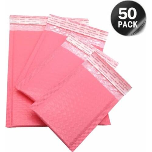 50PCS Mail Gift Pink Mailer Poly Bubble Padded Mailing Envelopes For Packaging Self Seal Shipping Bag Bubble Padding Pink