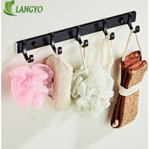 Robe Hooks Luxury Bathroom Wall black Rural/Europe Robe Hooks 5 Row Hook Coat Hanger Door Hooks For Bathroom Accessories