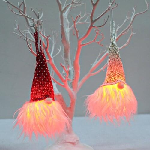 Cute Gnome Doll LED Light Pendant Christmas Tree Window Door Hanging Ornament Festival Decoration