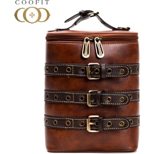 Coofit Fashion Women Bags For 2018 Female Retro Preppy Style Mini Bucket Bag Multifunctional Leather Girls Backpack Shoulder Bag