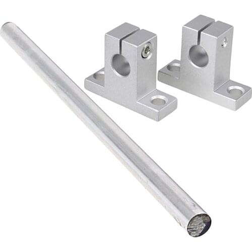OD10mm 200mm Length Silver Shaft Optical Axis Horizontal with CNC Linear Rail Support Set of 3