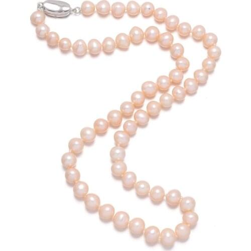 8-9mm potato-shaped pearl necklace two-color simple personality gift diy jewelry chain length 45cm