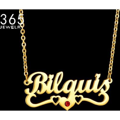 Customized Necklaces Personalized Names Collar Stainless Steel Collier Letters Birth Stone Nameplate Heart Necklaces Jewelrys