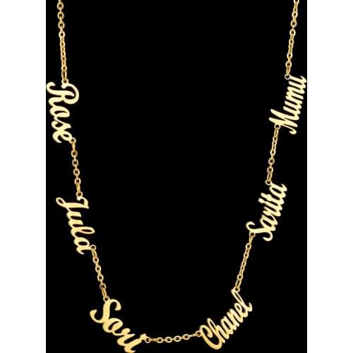 Personalized 1-6 Nameplate Necklaces Stainless Steel Multiple Names Custom Choker Chain Best Gift For Family Love