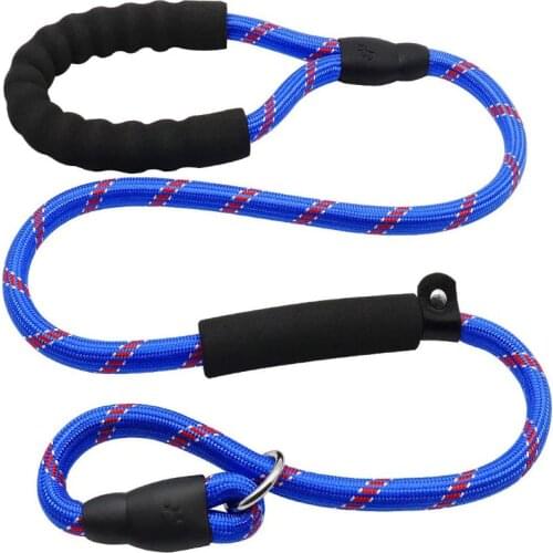 Dog Leash, Adjustable Slip Knot, Reflective Multi-color Outdoor Round Rope, Handle with Padded Dogs Pets Accessories