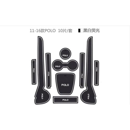 Anti-Slip Rubber Mats Gate Slot Cup Mat for VW POLO 6R 6C 2010 2011 2012 2013 2014 2015 2016 2017 MK5 VW GTI Accessories