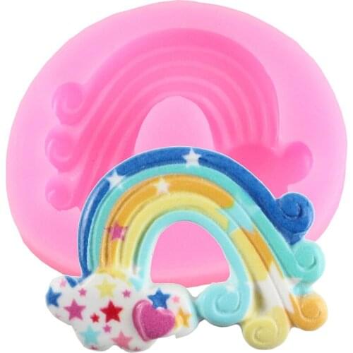 Rainbow Cake Border Silicone Mold Cookie Baking Fondant Mould Baby Birthday Cake Decorating Tools Candy Clay Chocolate Molds