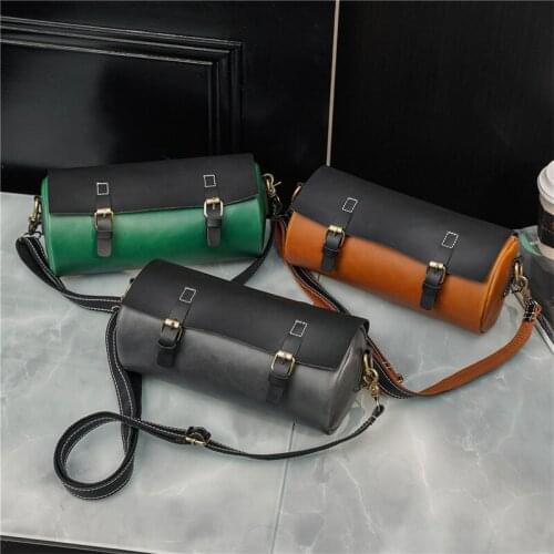 Luxury Design Patchwork Shoulder Bag For Men PU Leather Sling Round Crossbody Bags Business Male Travel Mini Messenger Bag X157C