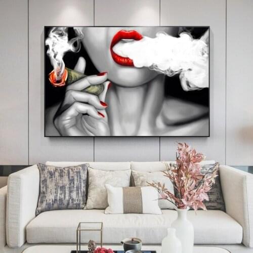 Sexy Girls With Red Lips Wall Art Posters And Prints Smoking Girls Canvas Paintings On The Wall Pictures For Living Room Cuadros