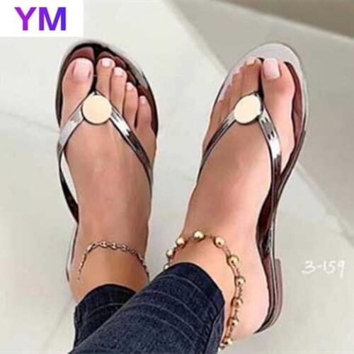 Bohemia Flip Flops Women Sandals Beach Round Toe Shoes Women Outdoor Casual Concise Flat Heel Female Footwear Summer Slides 43