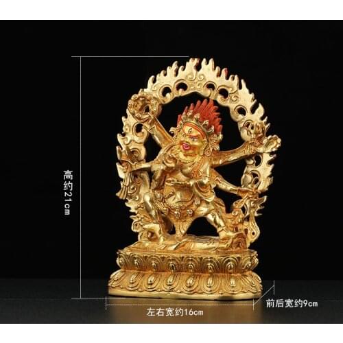 Special price # 21CM large # HOME family Talisman Protection # Tibetan Buddhism Gilding Mahakala Vairocana Buddha statue