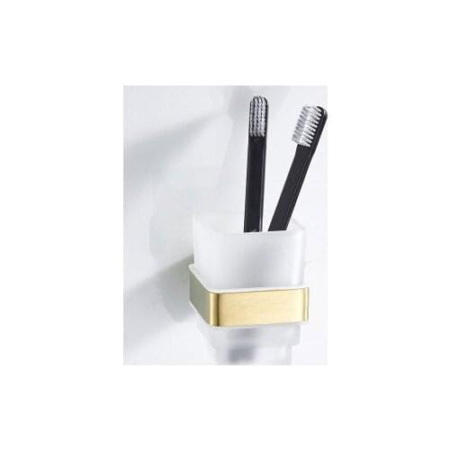 Cup & Tumbler Contemporary Holders SUS304 Stainless Steel Toothbrush Holder Gold Bathroom Accessories Wall Cup Holder DG8302K