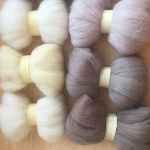 Wfpfbec needle felting wool 100% Queensland, Australia 66S wool roving wool felt wool white and gray colour 100g free shipping