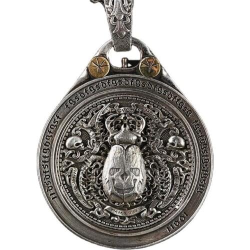 Wandering Coins Jewelry Mens Decoration Punk Mechanism Wings Can Open Beetle Skull Pattern Copper Edge Silver Gold Coin YOHOLOO