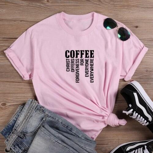 Coffee Shirt Printed Women T Shirt Cotton Casual Funny T Shirts Women Short Sleeve Tee Shirt Femme Harajuku Top Black & White