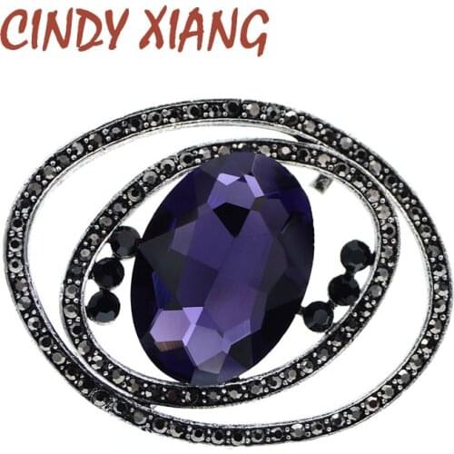 CINDY XIANG Vintage Ovil Brooches For Women Crystal Beautiful Shining Coat Pin Fashion Jewelry New Design High Quality