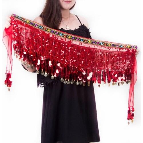 Belly Dance Belts Sequins Tassel Dance Hip Scarf For Women Belly Performance Costumes Wear Props Waist Chain Accessaries