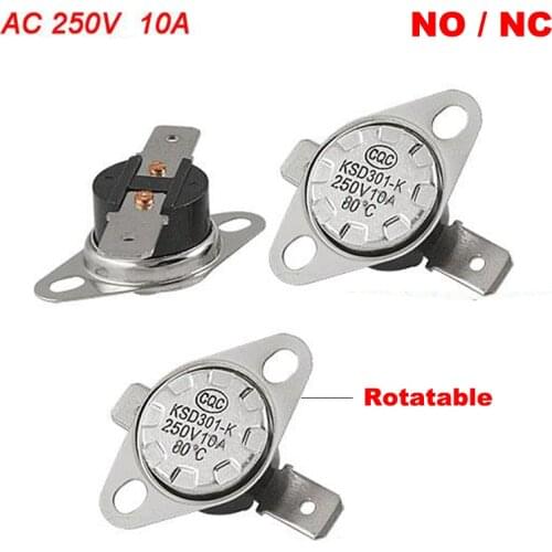 0 5 10 15 20 25 30 35 Degree Celsius 250V 10A KSD301 Bakelite Flat Normal Closed Open NC NO Themostat Temperature Control Switch