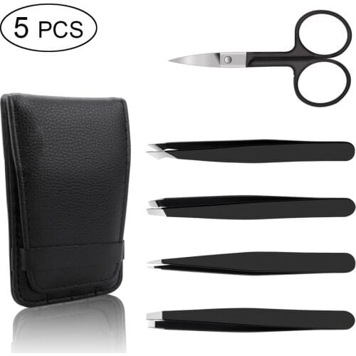 1/4/5pcs Professional Eyebrow Tweezers Stainless Steel Point Tip/Slant Tip/Flat Tip Plucking Eyebrow Tweezers Cosmetic Tools