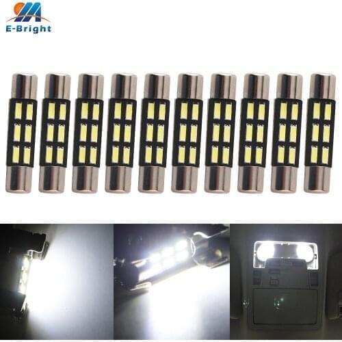 100X DC12V 28mm 31mm4014 8 SMD Led Reading Light Bright T6 Festoon Dome Universal White Interior Auto Car Roof Lamp 6000-8000K