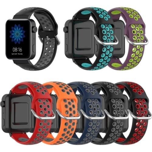 18mm Fashion Dual Color Silicone Strap For Xiaomi Smart Watch Replacement Watchband Porous Breathable Sport Strap For Men Women