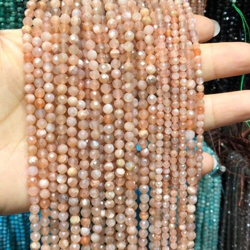2/3/4mm Natural Faceted Gold Sunstone Beads Small Loose Spacer Tiny Beads For Jewelry Making Diy Accessories Bracelet Necklace