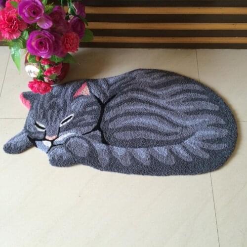 2021 New Handmade Cat Shape Washable Door Mat Tapete Bedroom Kitchen Floor Mat Welcome Doormat 45*85cm 64*120cm Bedside Foot Pad