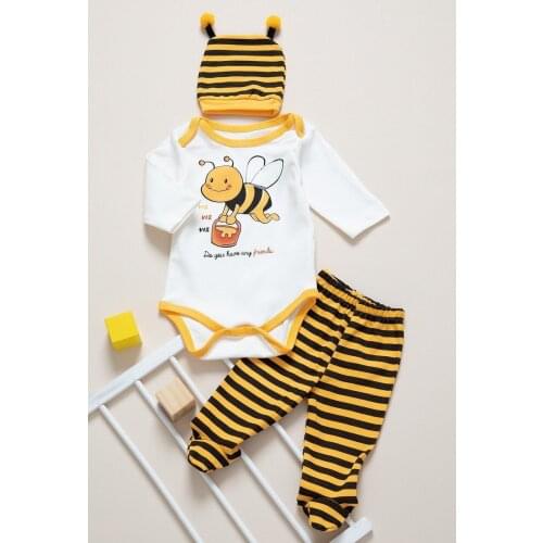 Unisex Baby Yellow Bee 3 Pcs The Zibin Team Casual Natural Woven High Quality cheap