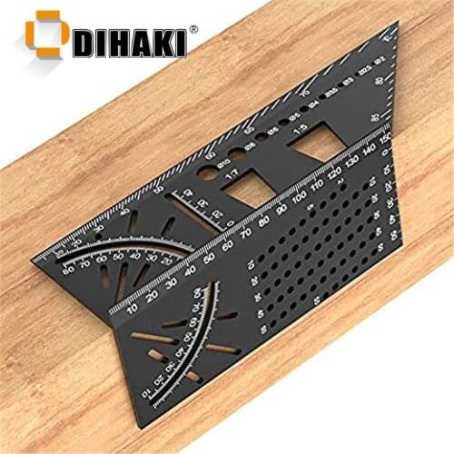 Aluminum Alloy 3D Mitre Angle Ruler Woodworking Ruler Gauge Scribing Tool Scriber Dovetail Marking Template Angle Protractor