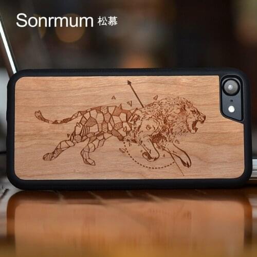 Constellation Lion Carved Natural real Wood New Brand Thin Luxury Wood Phone Case For Iphone X 6 S 7 8 Plus wooden cover