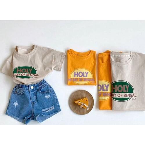 T Shirt Letter Baby Kids Boys Girls Children Cotton Casual Short Sleeves Tops Toddler Summer Fashion Soft Print Clothes