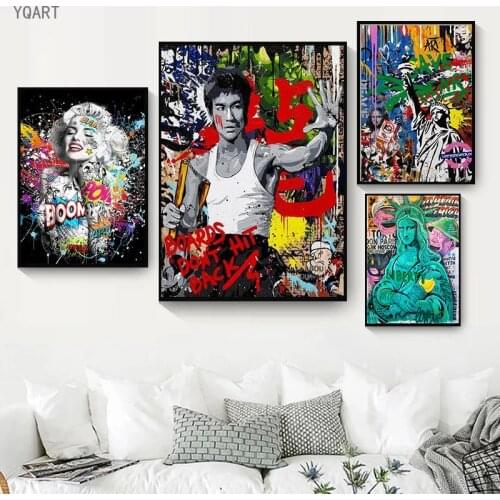 Banksy Artwork Graffiti Street Art Bruce Lee Canvas Paintings Home Decor Posters And Prints Colourful Wall Decorative Pictures