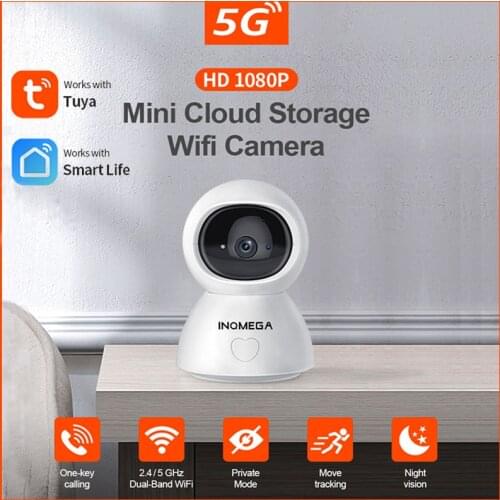 INQMEGA 5G Tuya IP Camera Dual Band WiFi 1080P HD Infrared Night Vision Baby Monitor Security CCTV Wireless Surveillance Camera