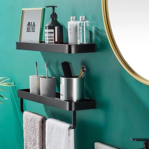 Nail Free bathroom Cosmetic Shelves ABS Rtotaion Shower Rack Square white Kitchen Storage Organizer Rack Holder
