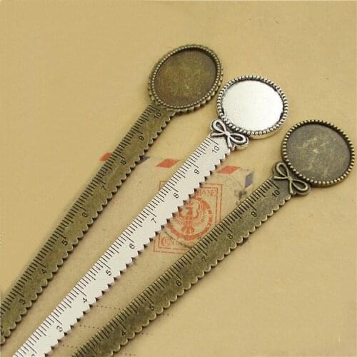 10PCS 20mm 25*18mm Round Cabochon Base Bronze Silver Color Vintage Metal Alloy Bookmark Blank Settings For Jewelry Making