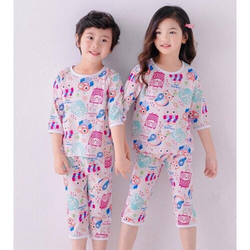 Summer childrens pajamas sets boys sleepwear baby girl clothes cartoon pyjamas kids T-shirt+shorts pijamas cotton nightwear