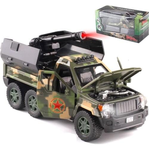 Die-Cast 1:32 Car Models Electronic Alloy Cars Toys for Children Military Vehicle Camo Jeep Armored Riot car gld3 Sound Light