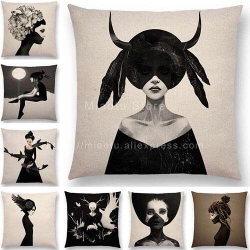 New Black White Style Wonder GirlSofa Pillow Case Elegant Lady Miracle Beauty Portrait Noble Mind Gorgeous Ideas Cushion Cover