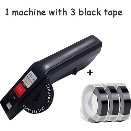 Embossing motex Manual Label Printer with 3 tapes plastic lettering machine for 3D embossing 9/12mm label tape black