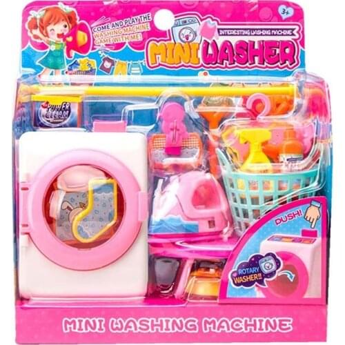 Simulation Cleaning Washing Machine Toys Children Housekeeping Toys Pretend Play Toy for Kids Laundry Dollhouse Tools