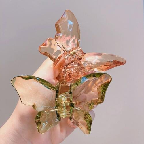 Crystal Romantic Acrylic Butterfly Hair Claw Trendy Back Of Head Hair Accessories For Women Girls Party Daily Collocation