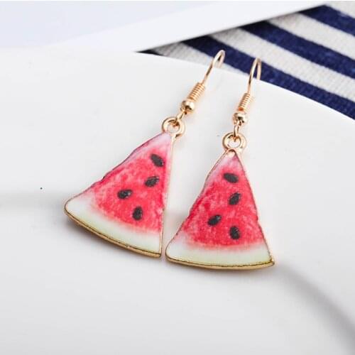 Fashion Summer Watermelon Fruit Jewelry Earrings Creative Strawberry Grapefruit Kiwi Fruit Pineapple Girl Party Earrings Gift