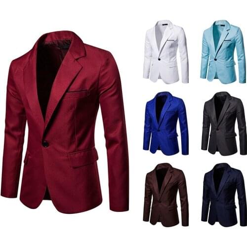Mens Blazer 2021 New Mens Fashion Single-button 8 Solid Color Workplace Business Casual Slim Mens Blazer Jacket