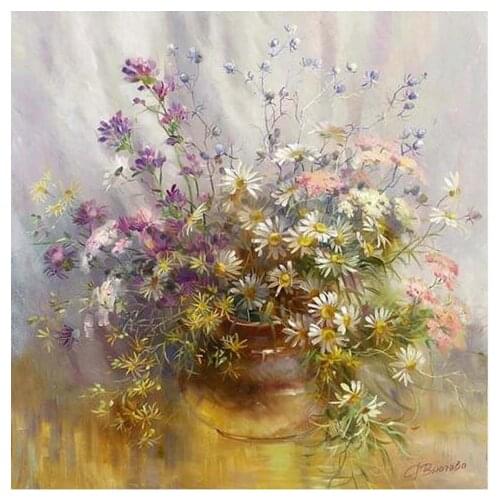 Wild Chrysanthemum Cross Stitch Kits Crafts 14CT Unprinted Flower Embroidered Handmade Arts Oil Painting Set Wall Home Decor