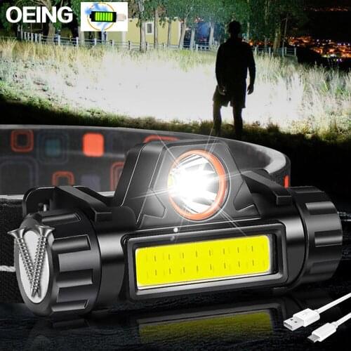 LED Headlamp USB Rechargeable Camping COB Headlight Torch Magnetic Waterproof Head Light with 1200mAh Built-in Battery Outdoor