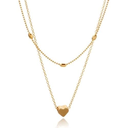 2020 New Valentines Day gift Simple double layer love heart choker necklace for women