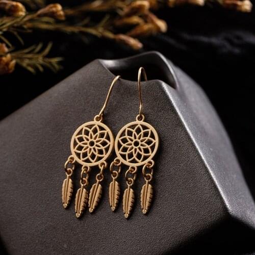 Charming Elegant Ethnic Long Dangling Pendant Round Shaped Like Feather Tassel New Fashion Earrings For Women 2019 Accesories